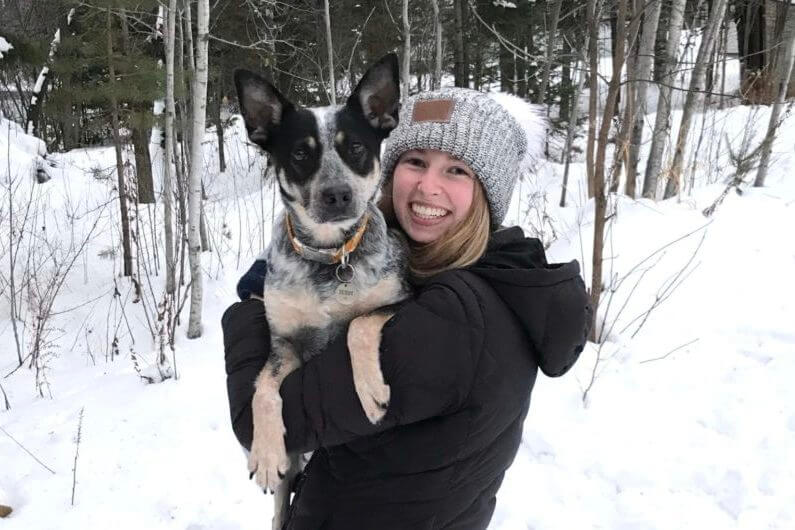 Snowy fun with my favorite canine, Scout, the inspiration for Paws and Reflect